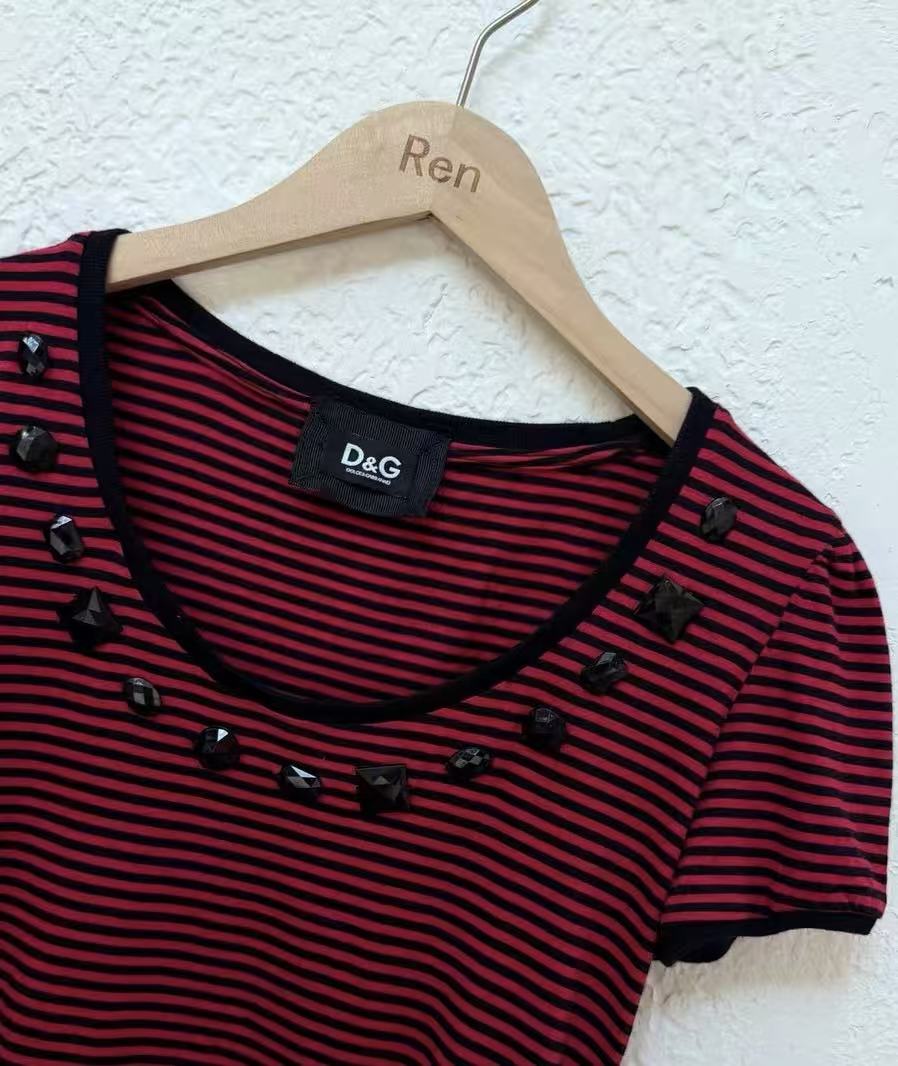 Dolce & Gabbana D&G Striped Studded Tee
