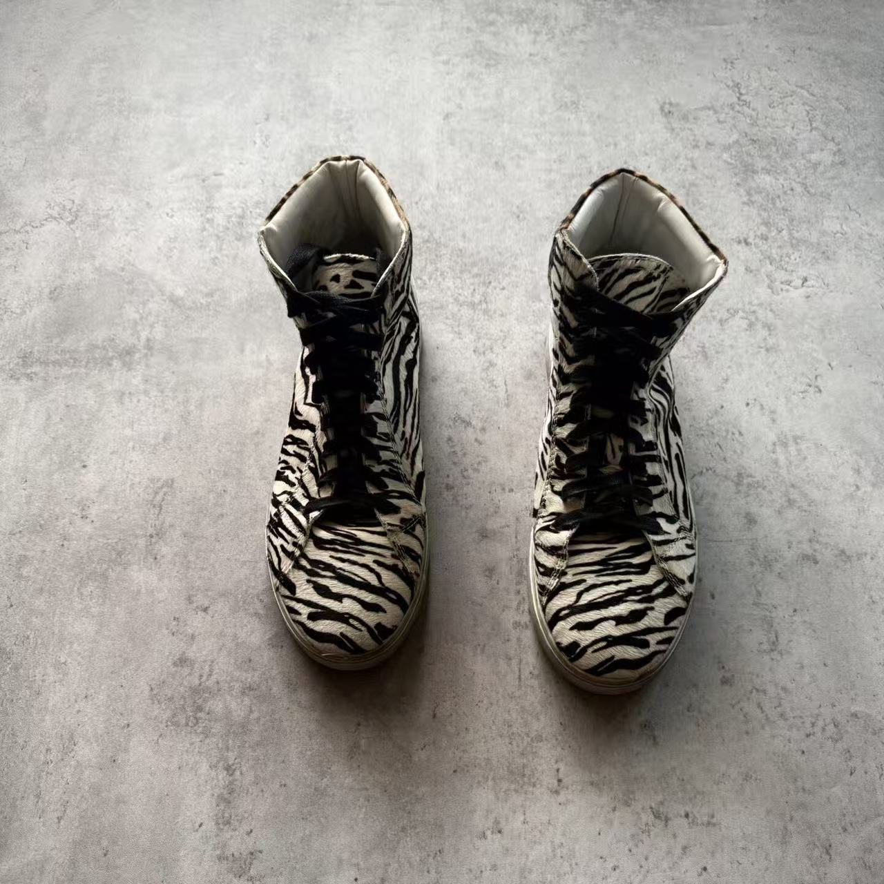 Saint Laurent Ponyhair Animal Print High Top Sneakers