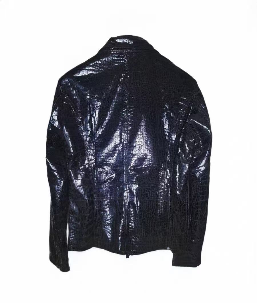 Emporio Armani 09SS Navy Shiny Crocodile Effect Buttoned Jacket