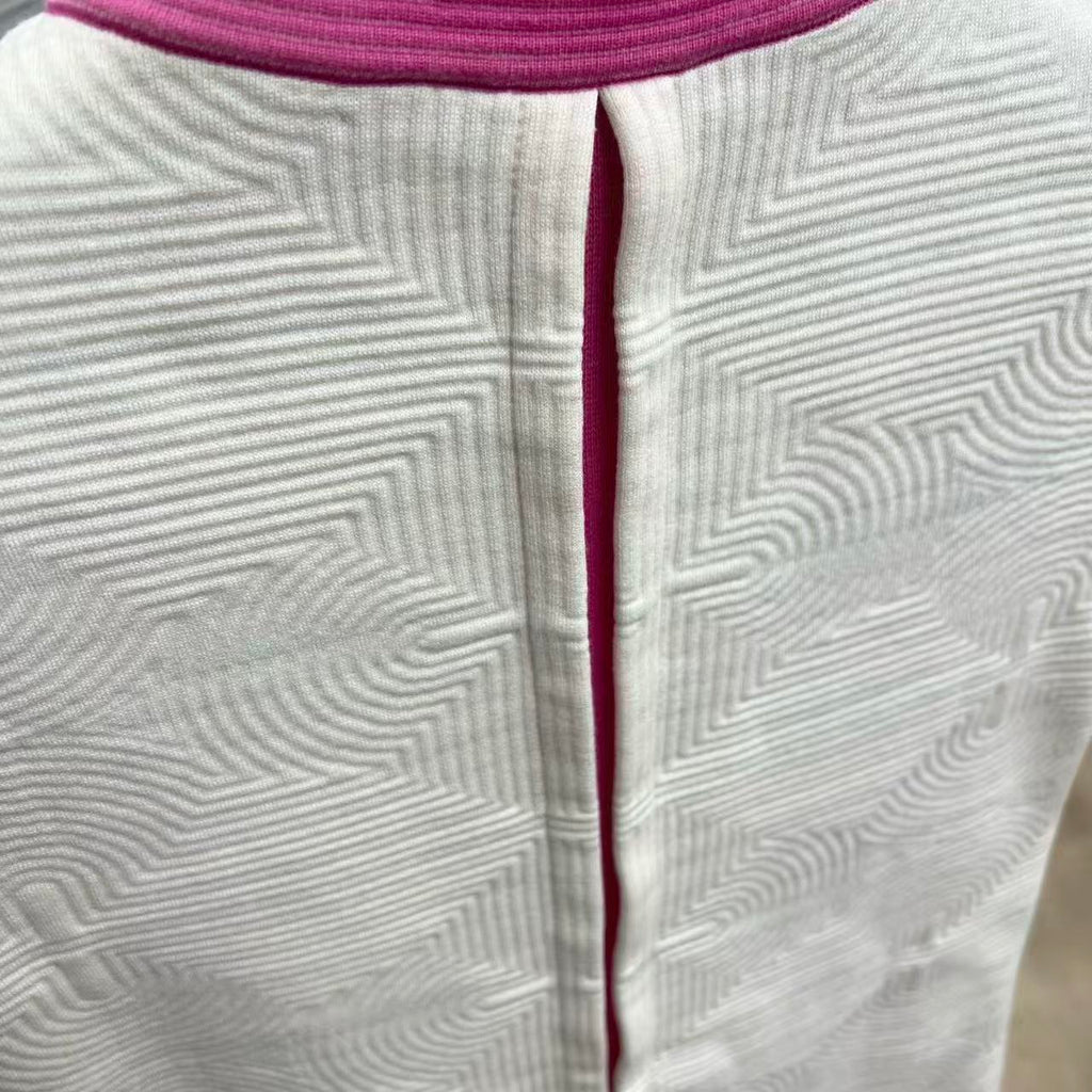 Chanel 2016 Cruise Seoul Runway White‑Pink Jacquard Zip‑Up Short Sleeve Jacket