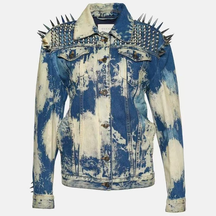 Gucci 17SS Bleached Studded Punk Denim Jacket