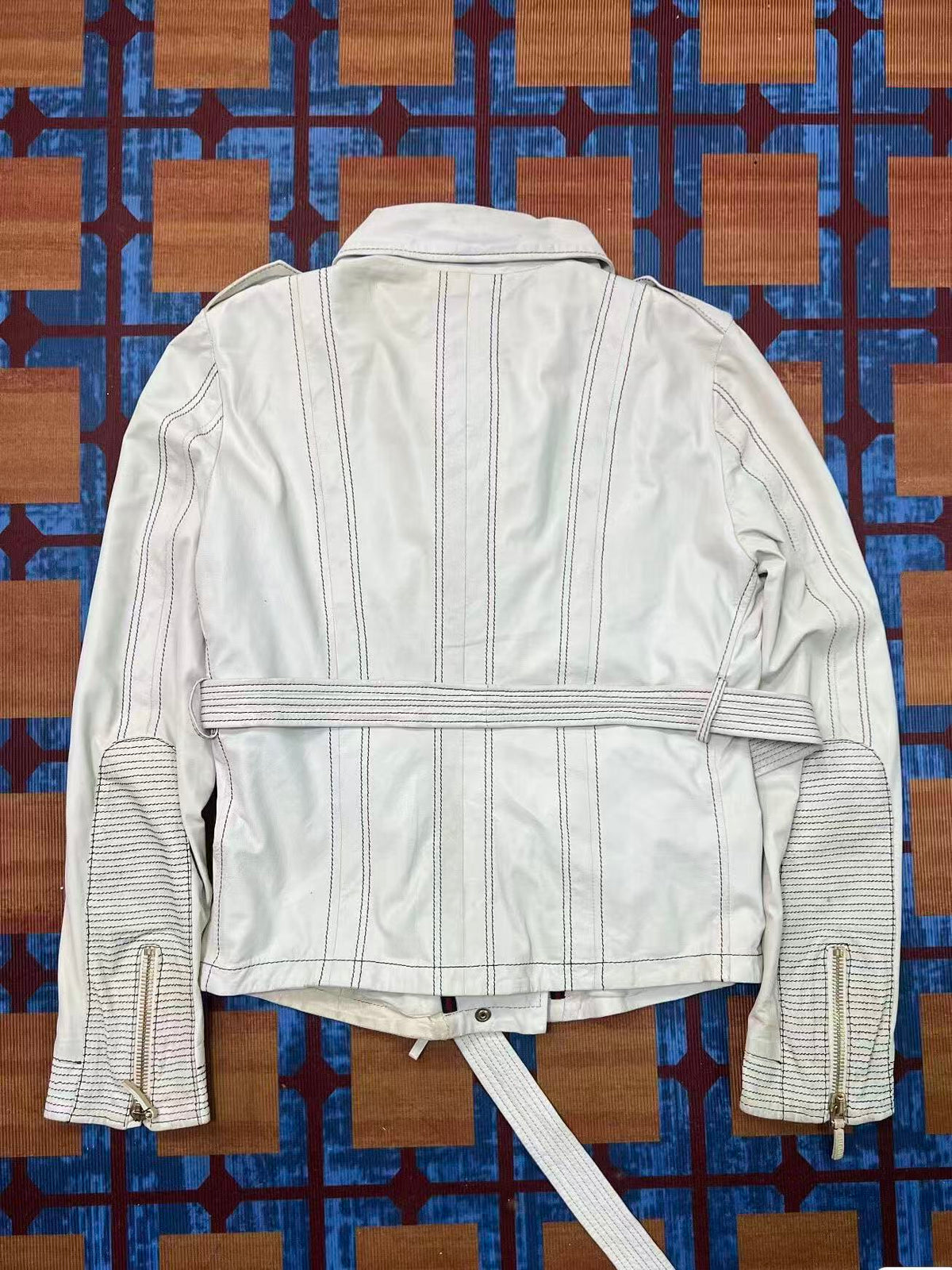 Gucci SS08 Leather Biker Contrast Stitch Jacket