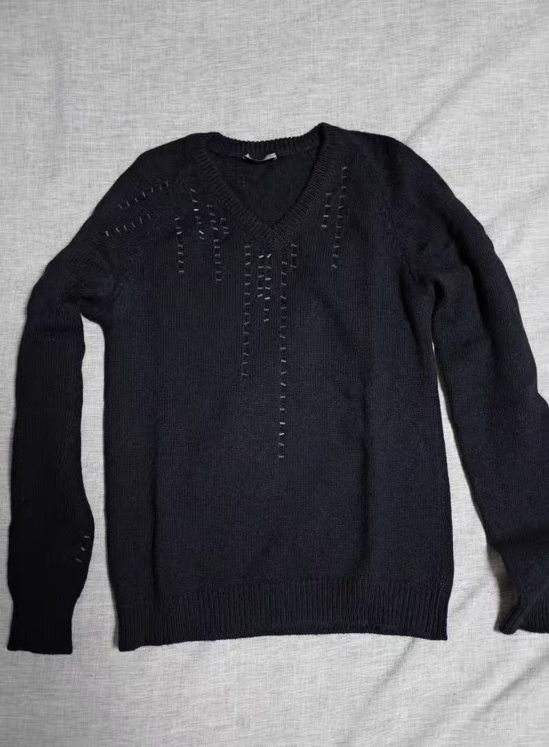 Dior Homme 05AW Studded Cashmere V-Neck Sweater