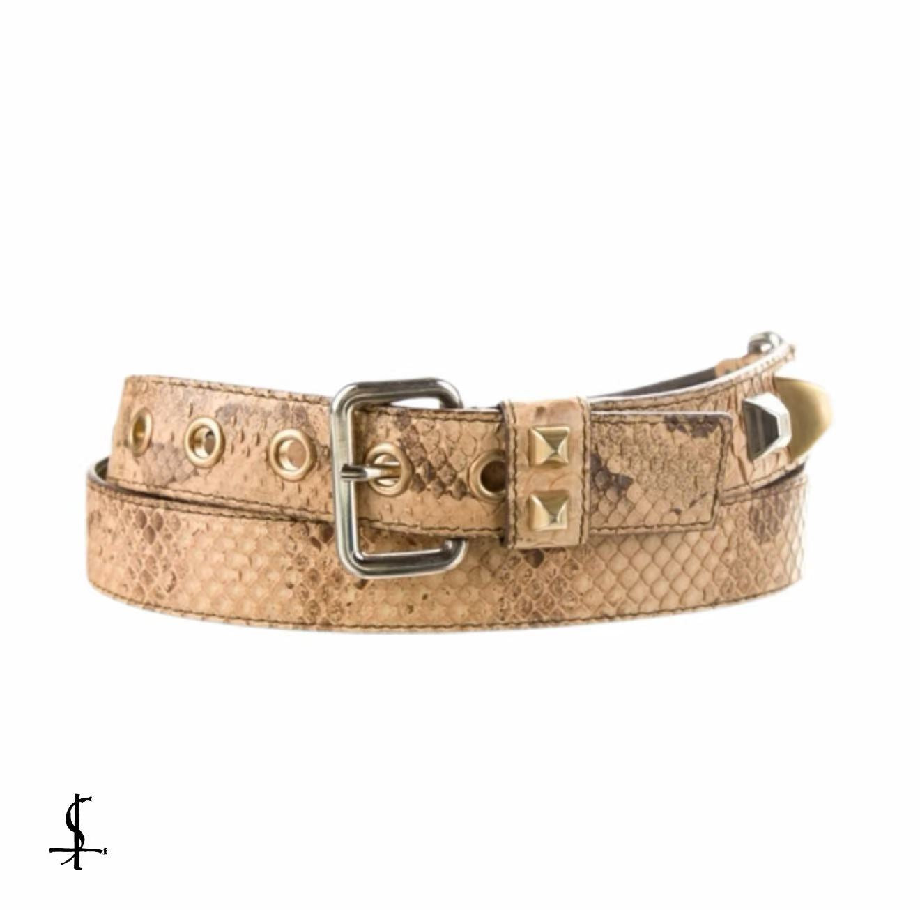 Prada Snakeskin Studded Belt