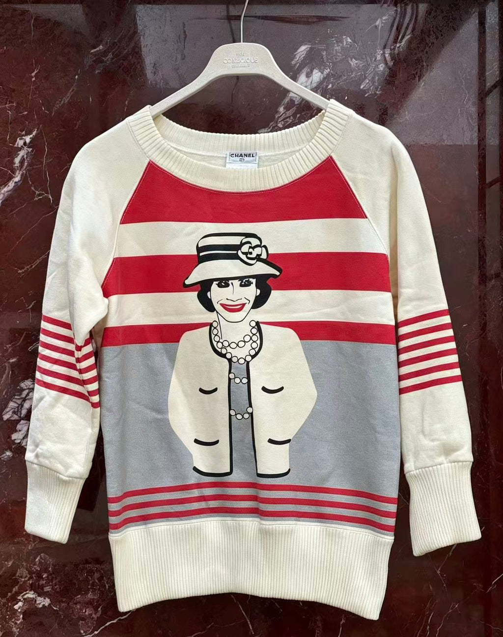 Chanel 2001 01A Mademoiselle Portrait Stripe Sweatshirt