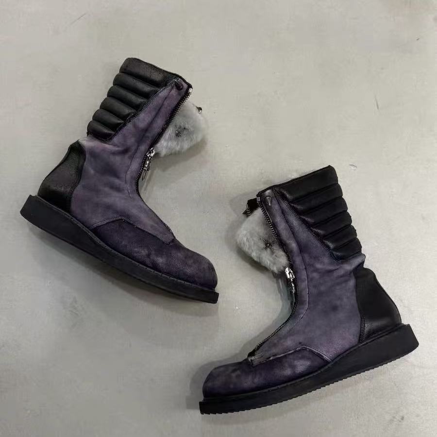 Chrome Hearts x Rick Owens Shearling Mohawk Boots
