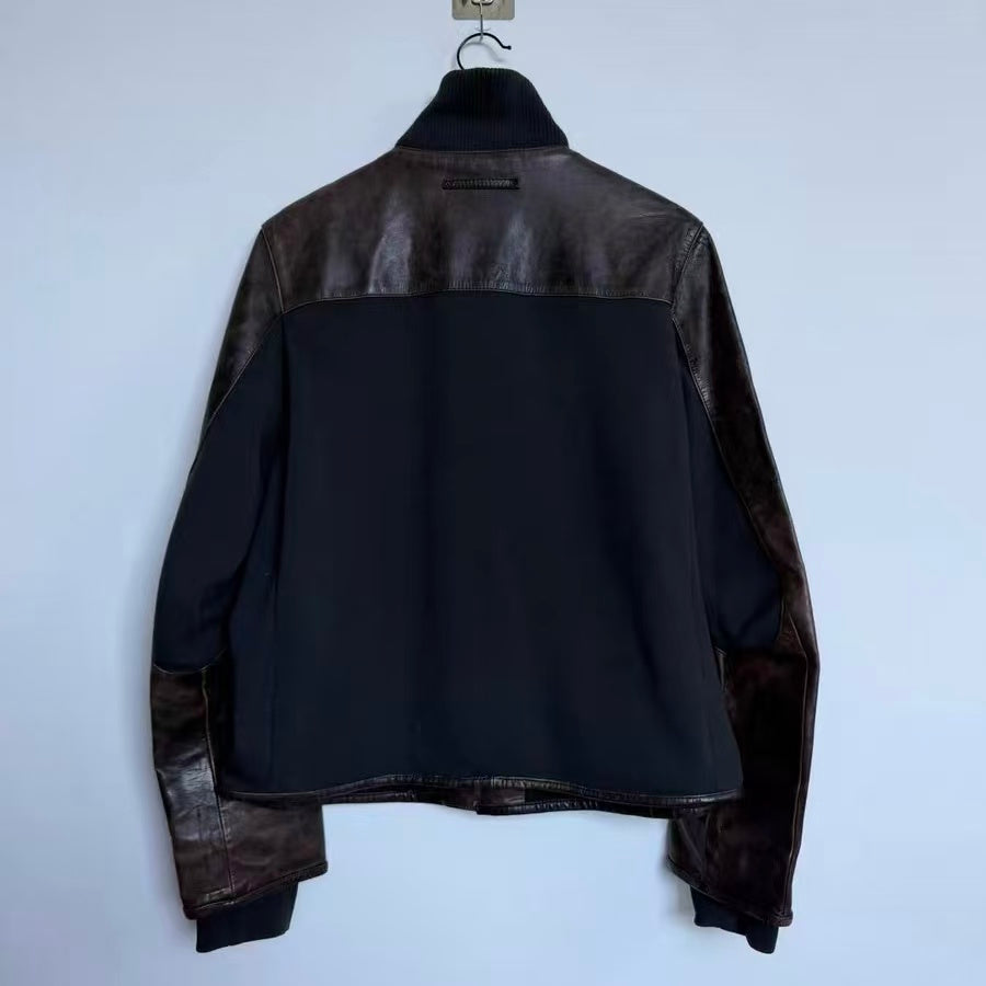 Prada Sport 07AW Leather & Wool Padded Hybrid Biker Jacket