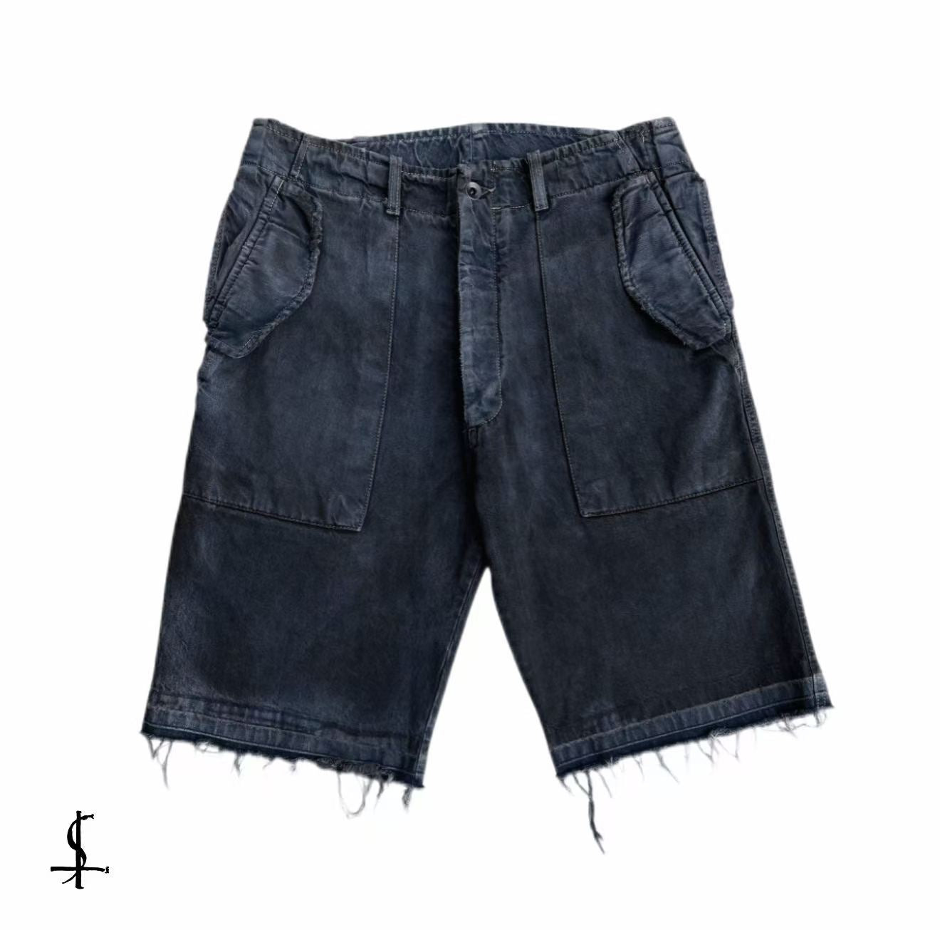 Rick Owens 04SS Mud Waxed Denim Fatigue Shorts