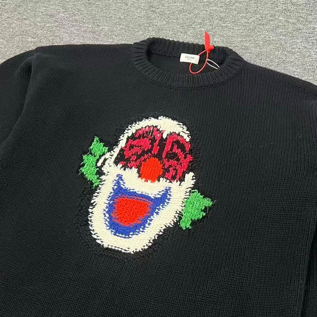 Celine 21SS By Hedi Slimane Clown Intarsia Knit Sweater