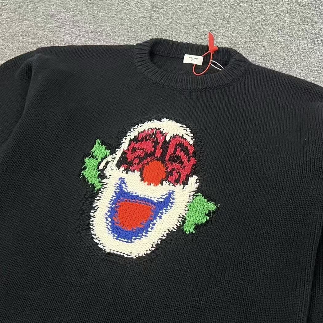 Celine 21SS By Hedi Slimane Clown Intarsia Knit Sweater