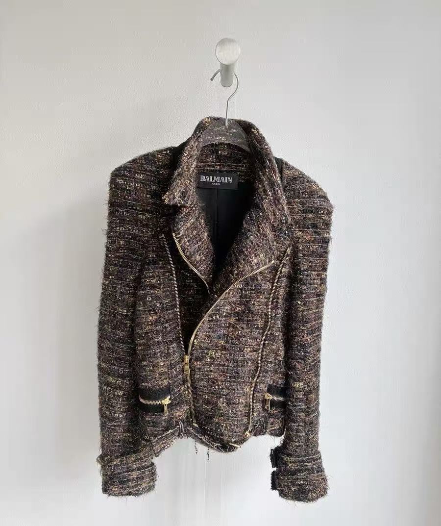 Blamain Tweed Biker Jacket