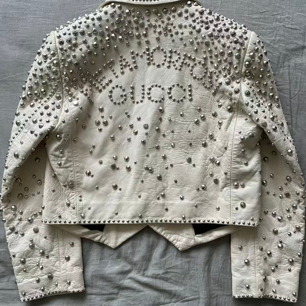 Gucci 2022 Studded Lambskin Leather Jacket