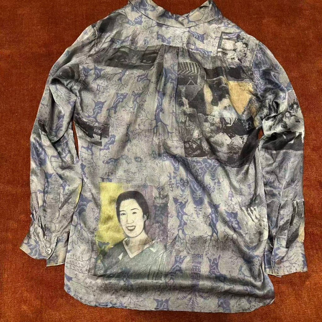 Yohji  Yamamoto Pour Homme Printed Silk Shirt