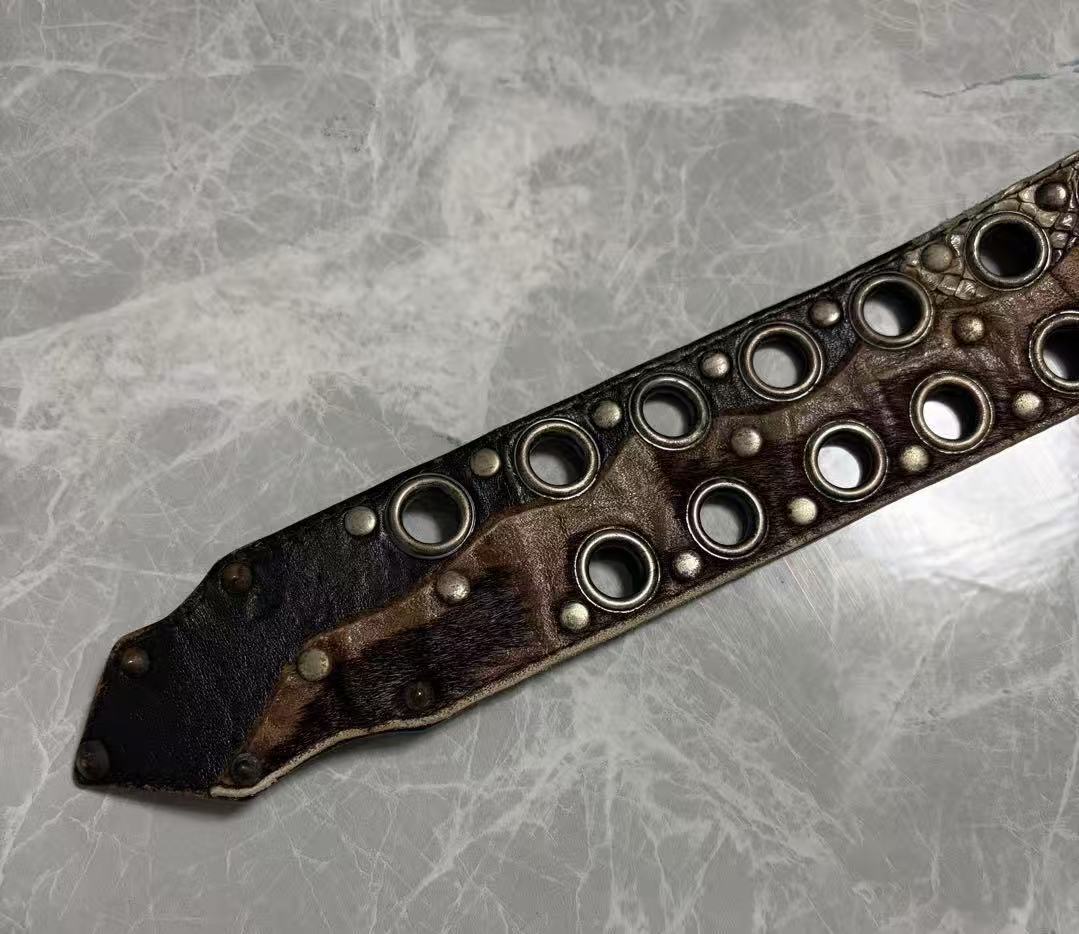 Kmrii Snakeskin and Deerskin Hybrid Grommet Belt