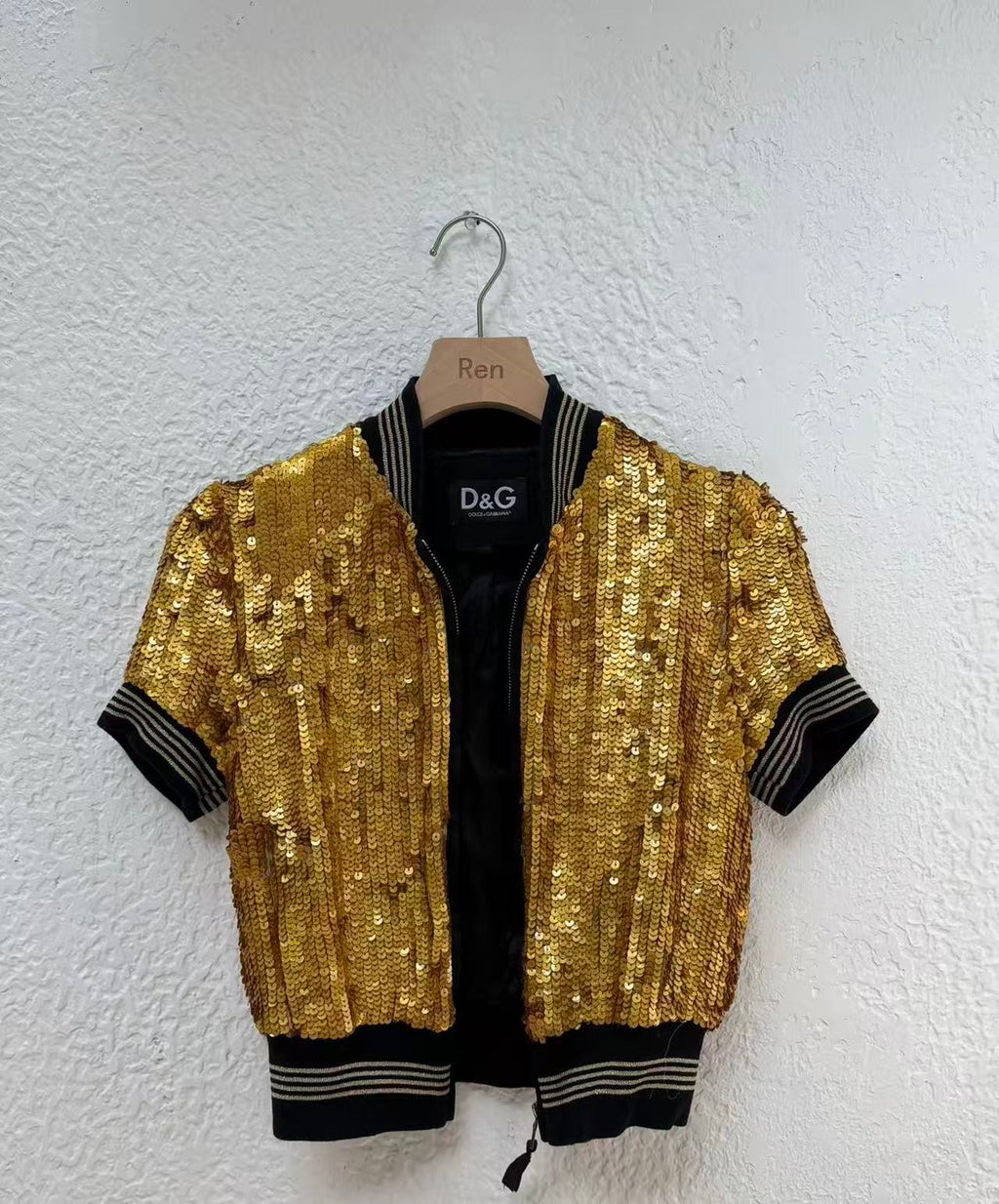 Dolce & Gabbana 06ss Gold Sequin Short Sleeve Shirt