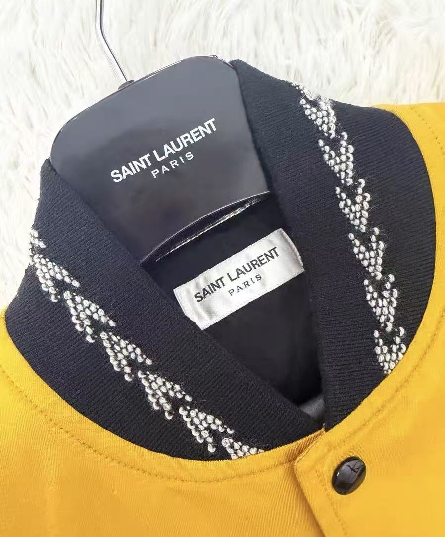 Saint Laurent 18ss Yellow Ikat Teddy Bomber Jacket