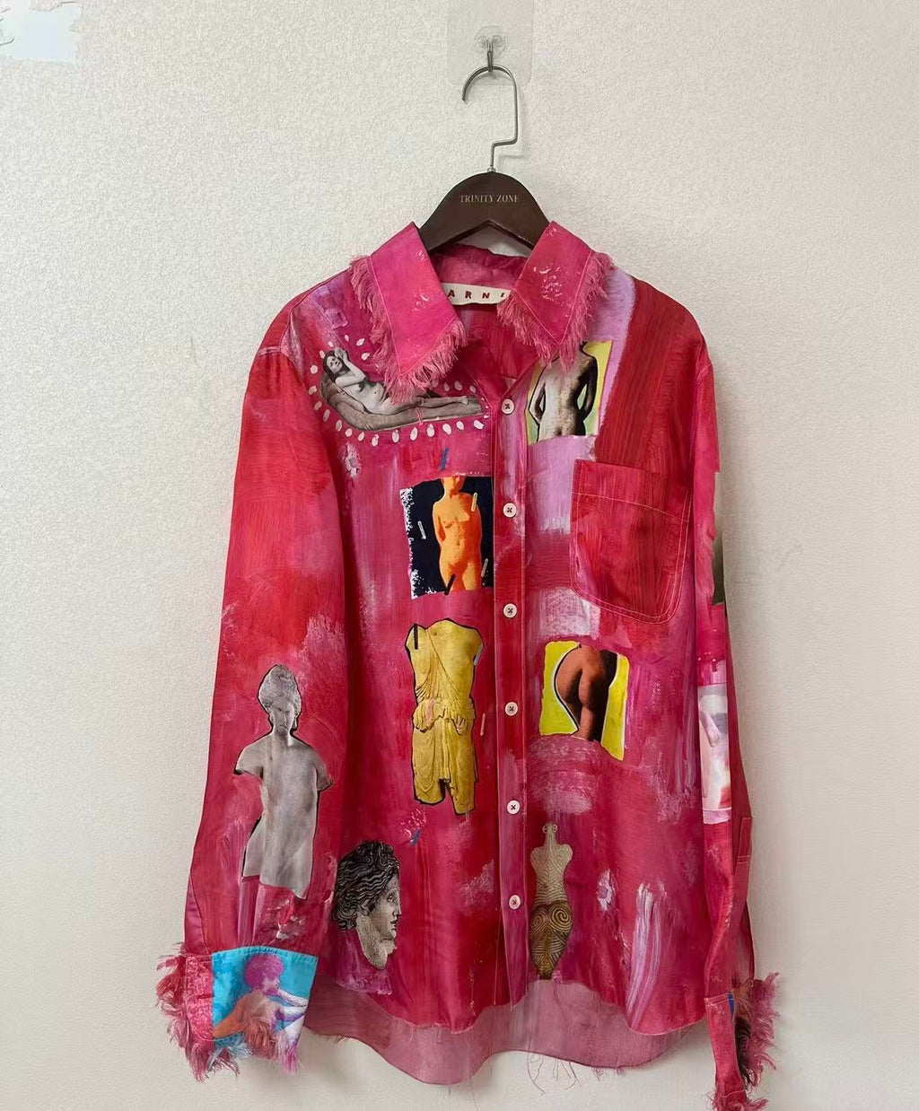 Marni 19ss Roman Sculpture Collage Silk Shirt