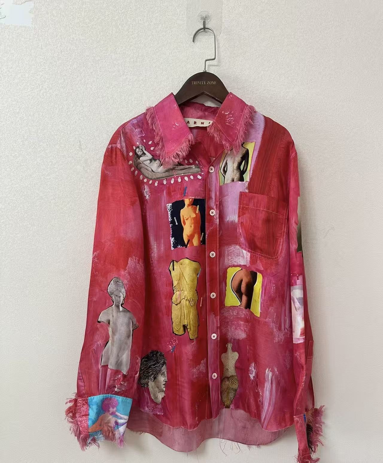 Marni 19ss Roman Sculpture Collage Silk Shirt