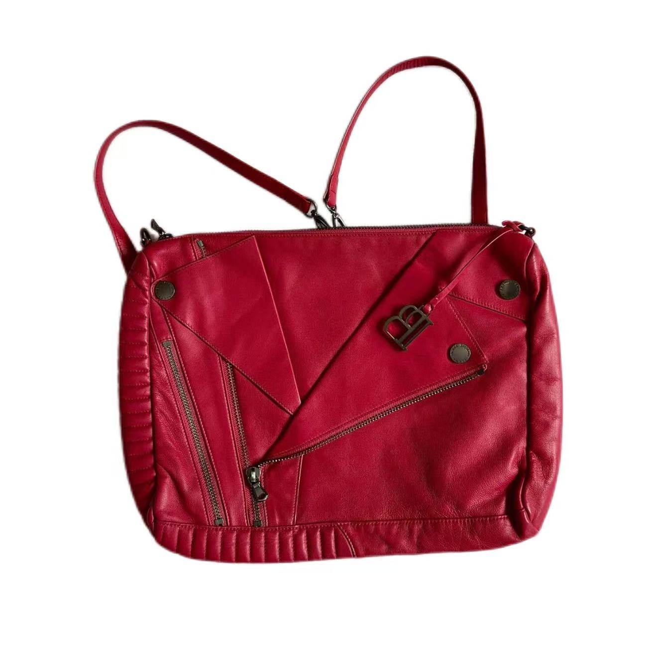 Balmain 10s Moto Leather Shoulder Bag