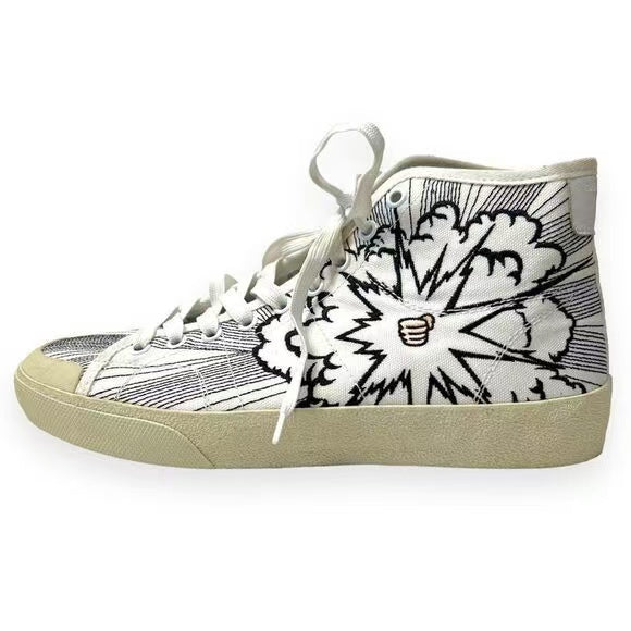 Saint Laurent 16SS Signature Court Surf Bang Embroidered High Top Sneakers