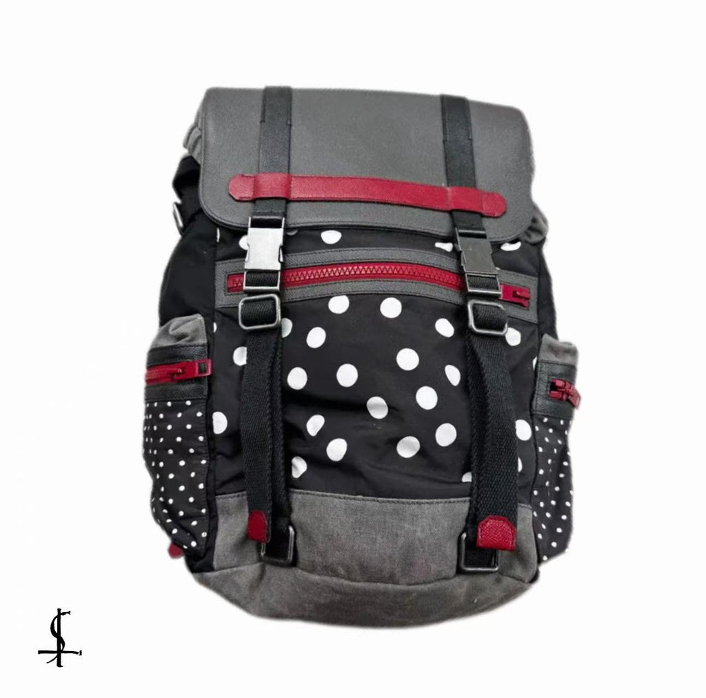 Dolce&Gabbana 15AW Black Red Polka Dot Backpack