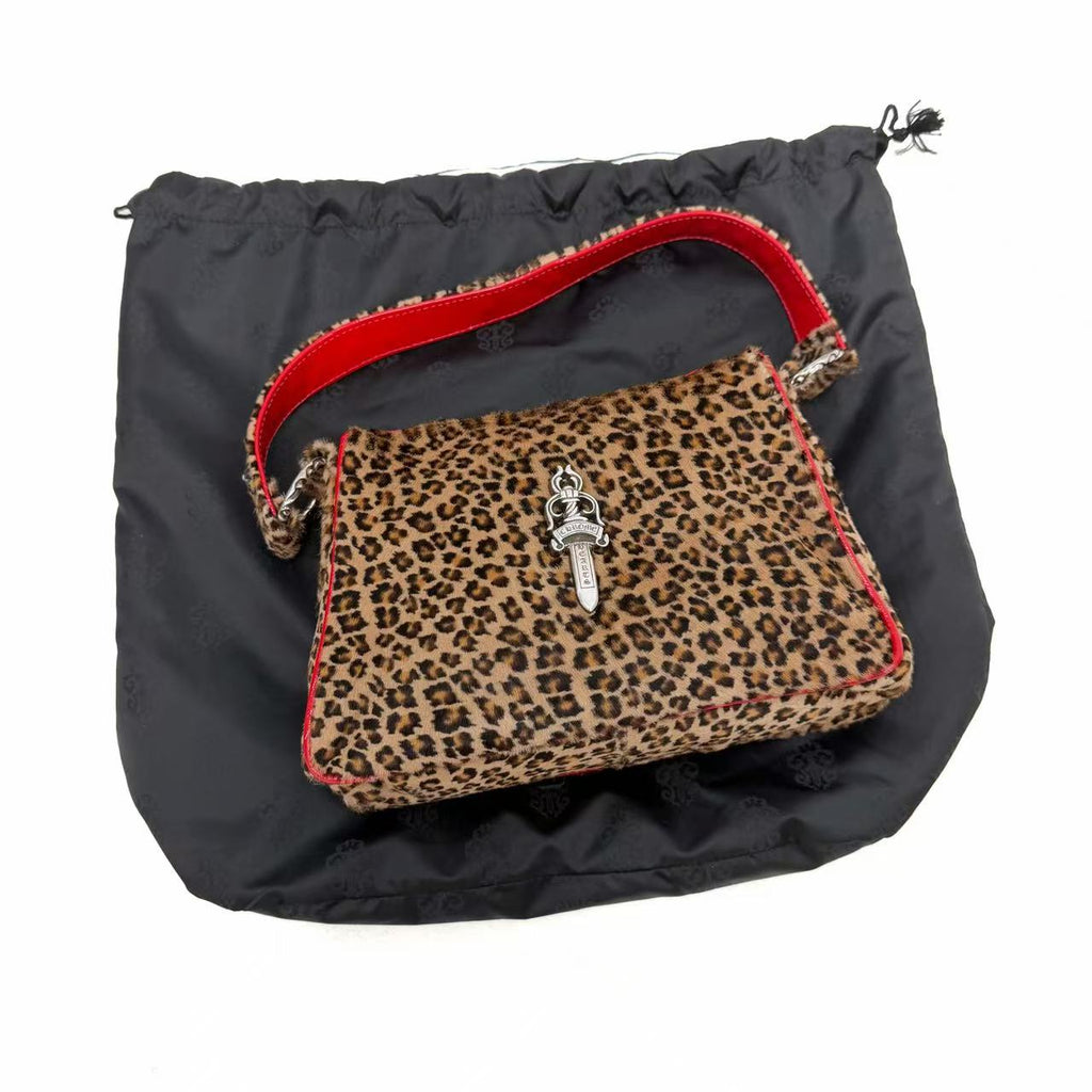 Chrome Hearts Dagger Leopard Red Patent Leather Bag