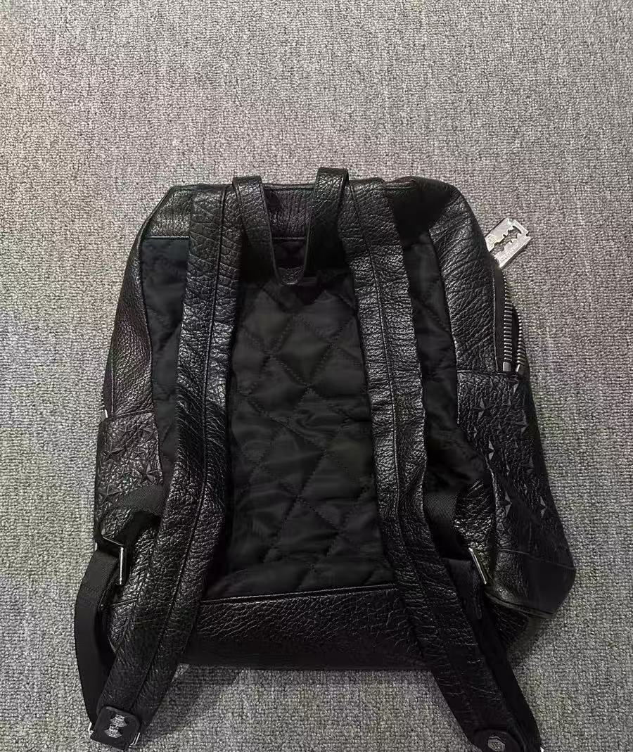 Philipp Plein Star Deboss Pistol Embossed Black Leather Backpack
