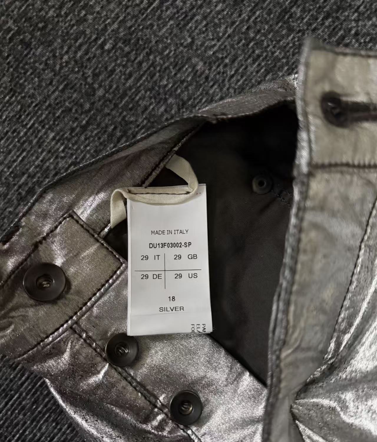 Rick Owens Detroit Cut Silver Wax-Coated Jeans