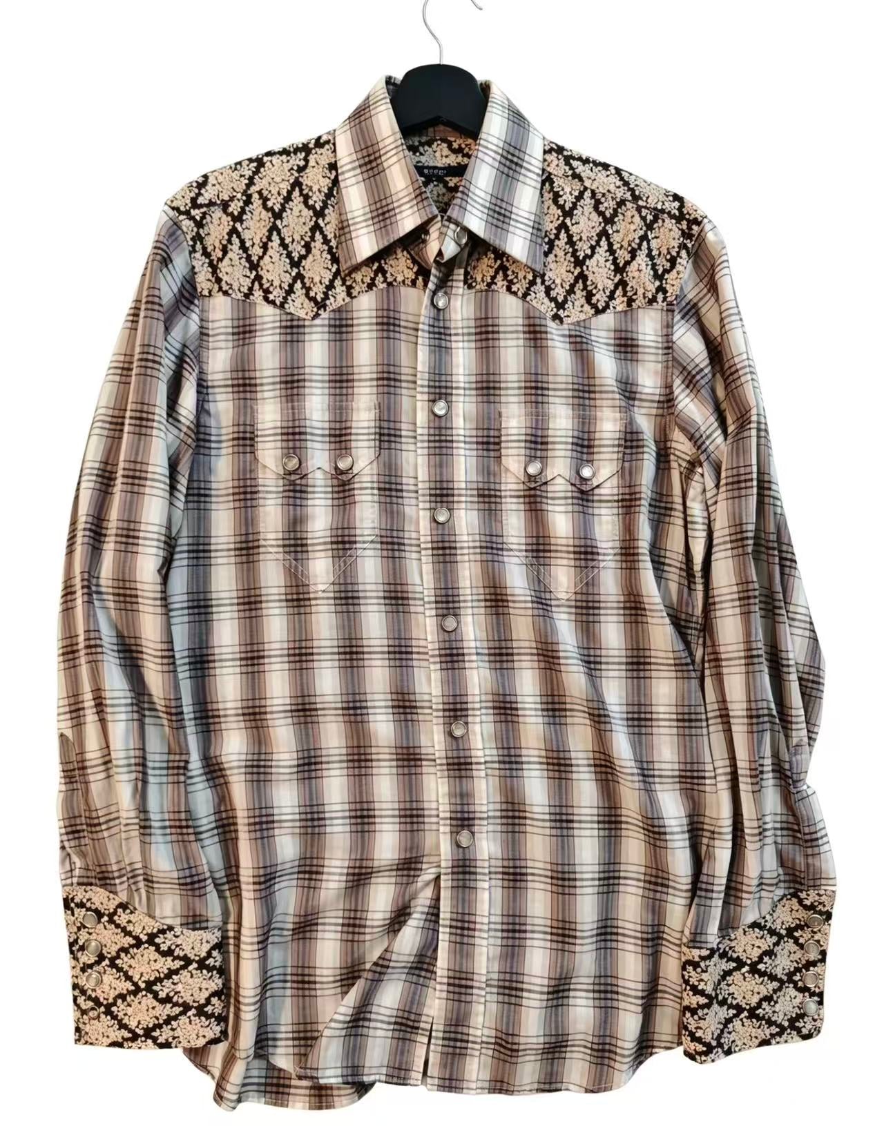 Gucci floral and checkered western shirt