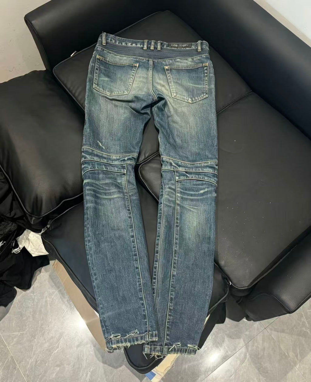 Balmain 13FW Destroyed Biker Jeans