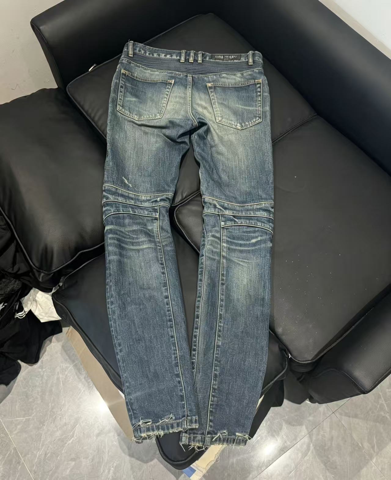 Balmain 13FW Destroyed Biker Jeans