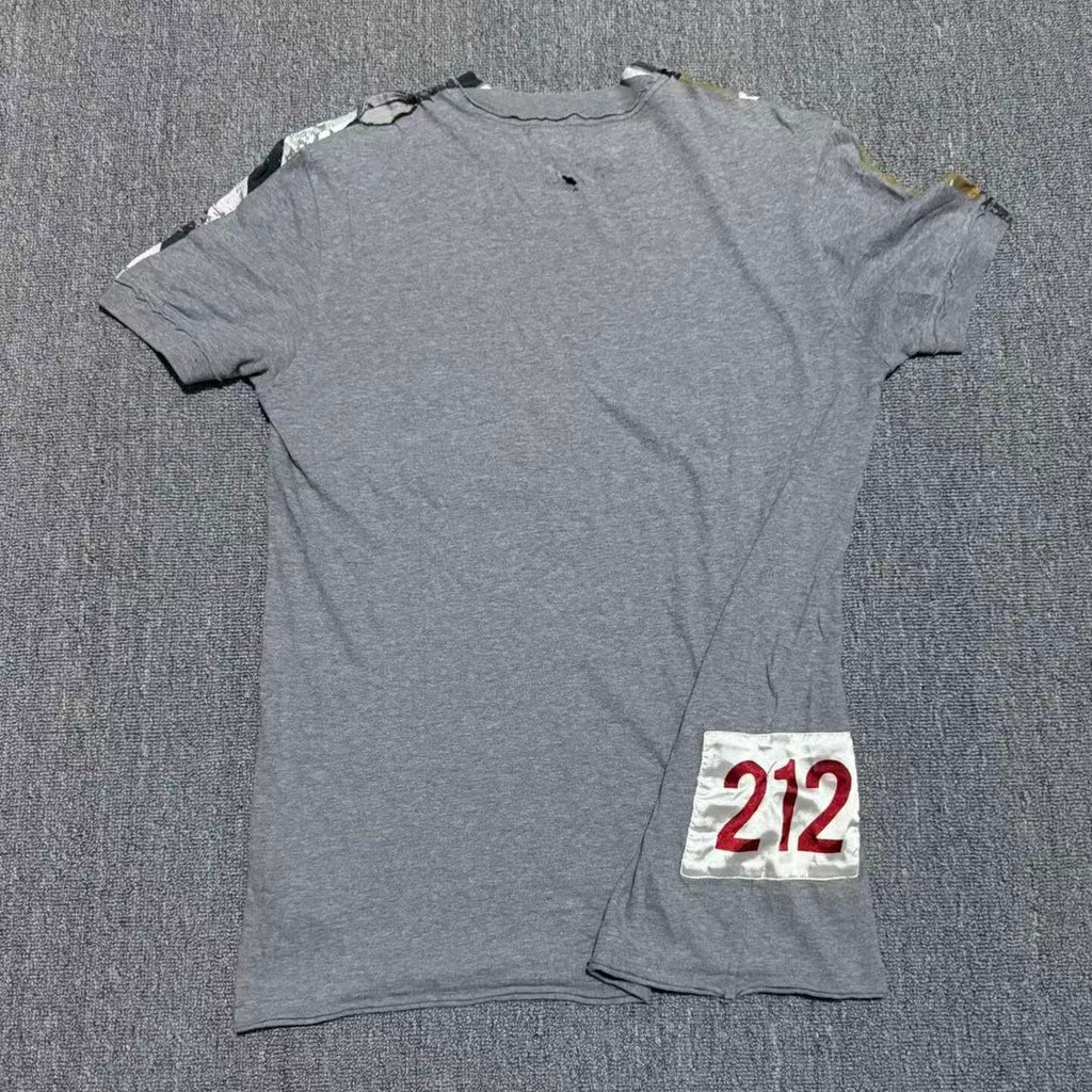 Dolce&Gabbana Grey Distressed US Flag Tee