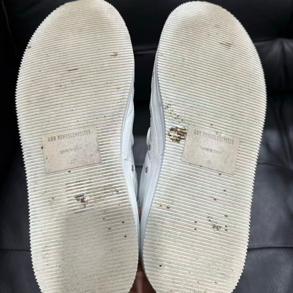 Ann Demeulemeester White 6 Strap Velcro High Top Leather Boots