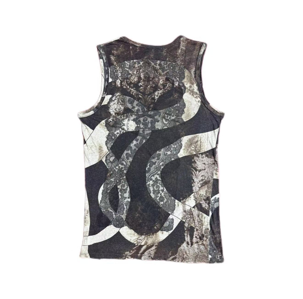Share Spirit Snake-print lace full-print camisole vest