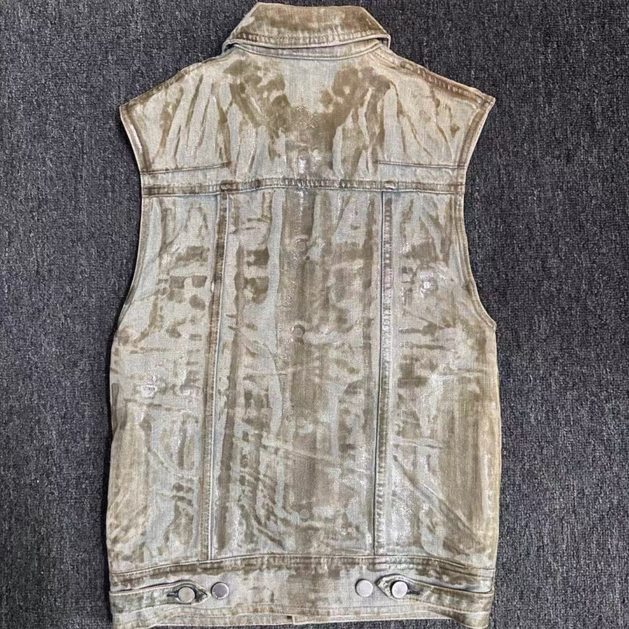 Dior Homme 2004SS Strip Waxed Denim Vest