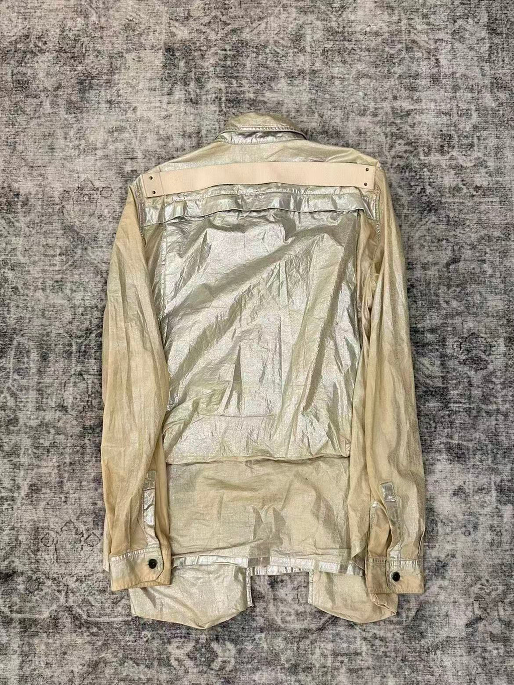 Rick Owens 14FW Moody Metallic Silver Coated Shirt