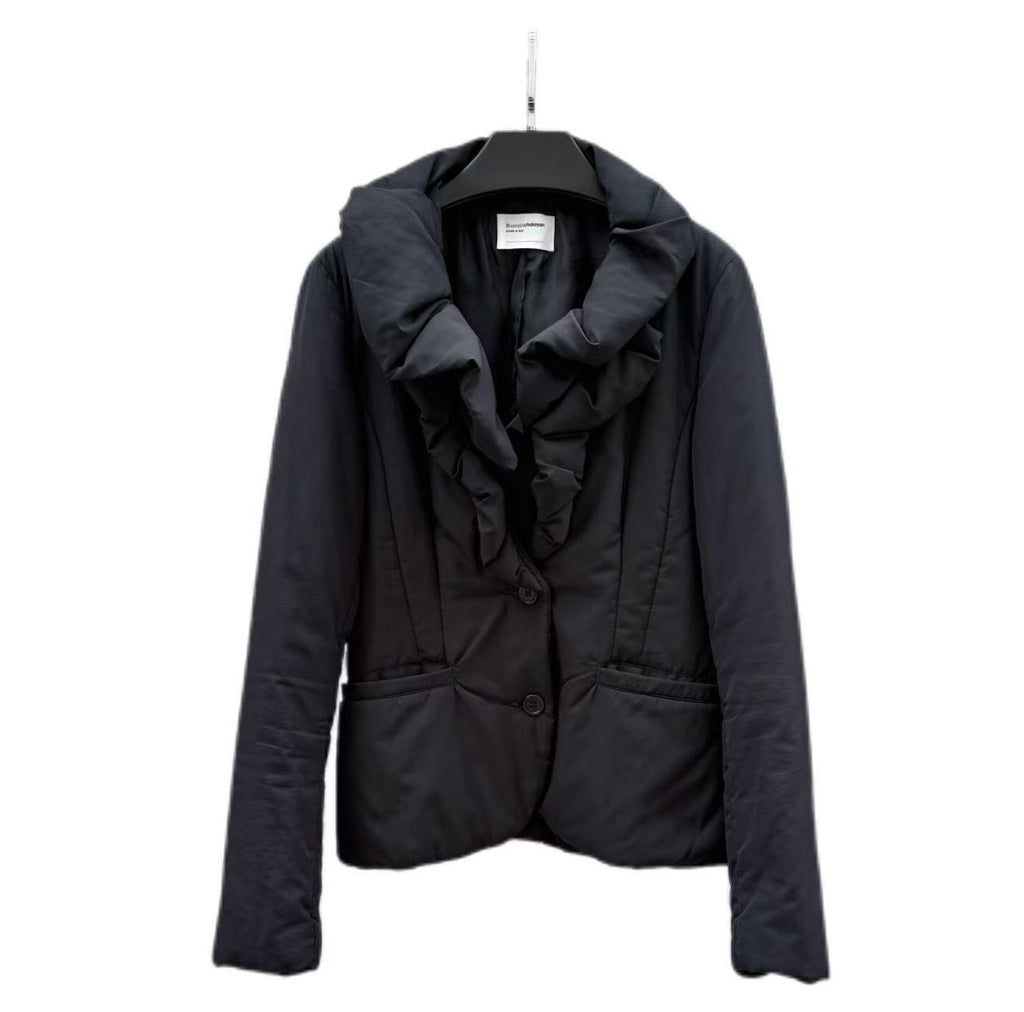 Hussein Chalayan 00s Ruffle Collar Insulated Lightweight Jacket
