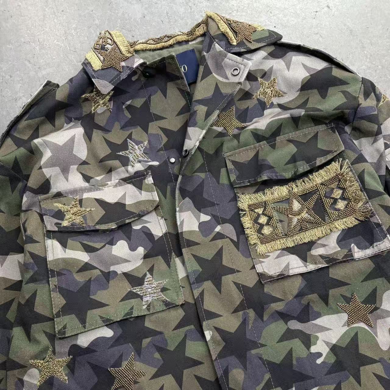 Valentino Star Embroidered Camouflage Field Jacket