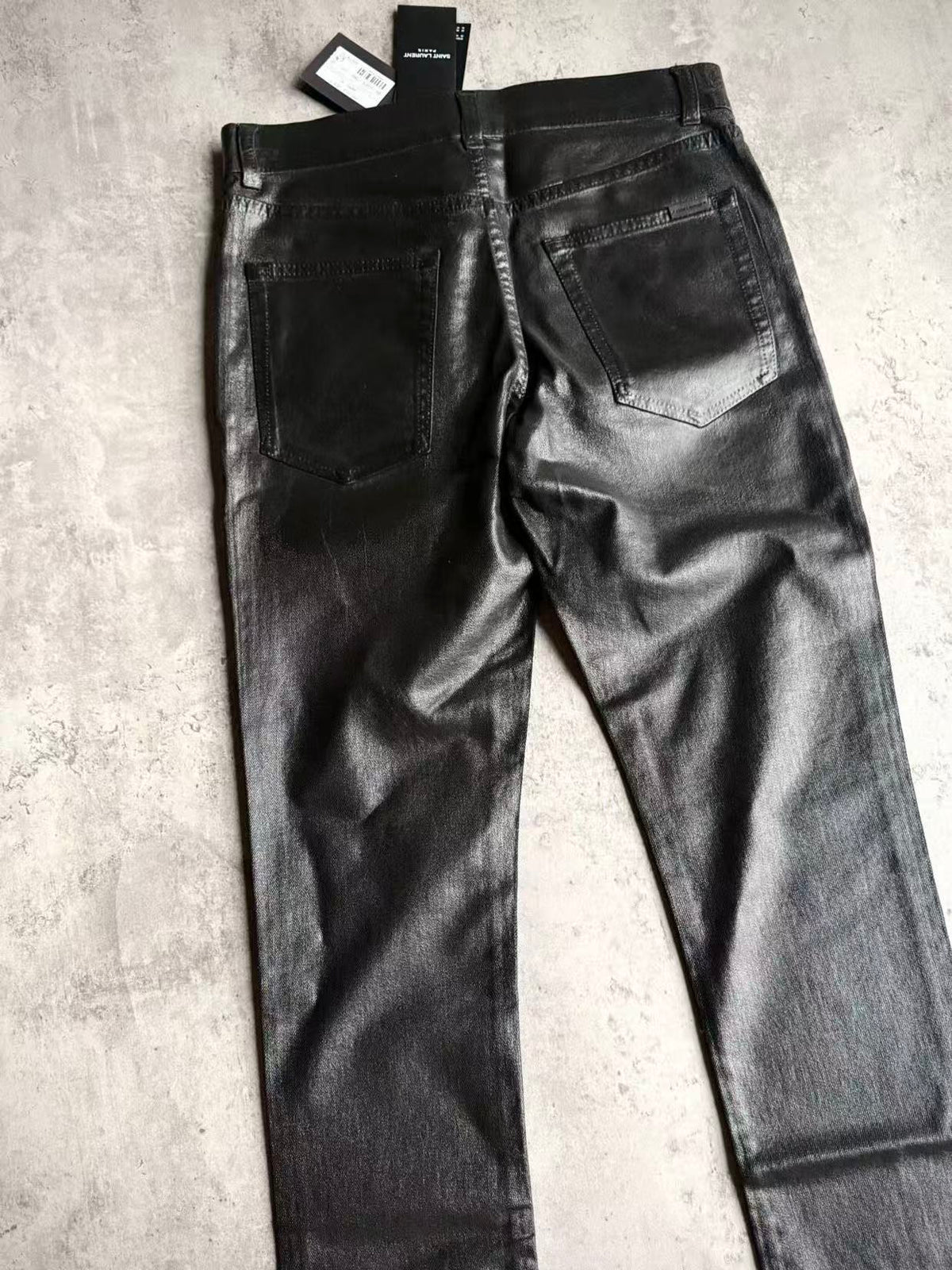 Saint Laurent Paris 20AW D24 Black Coated Waxed Denim Jeans