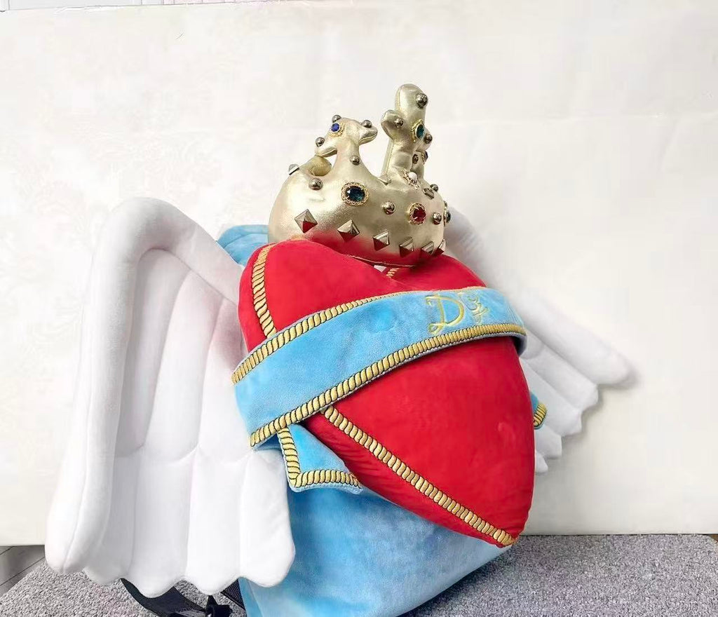 Dolce&Gabbana Red Blue Heart Wings DG Crown Backpack
