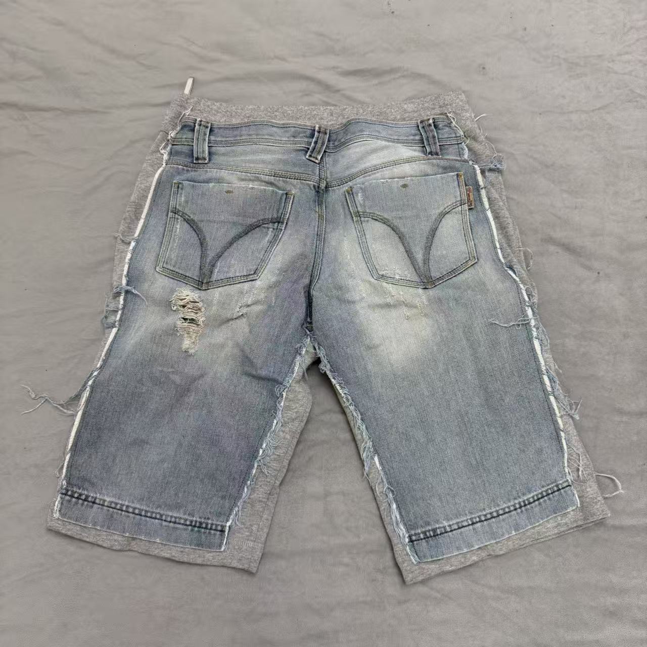 Dolce & Gabbana 2006SS Trompe L’oeil Hybrid Denim Cozy Grey Shorts
