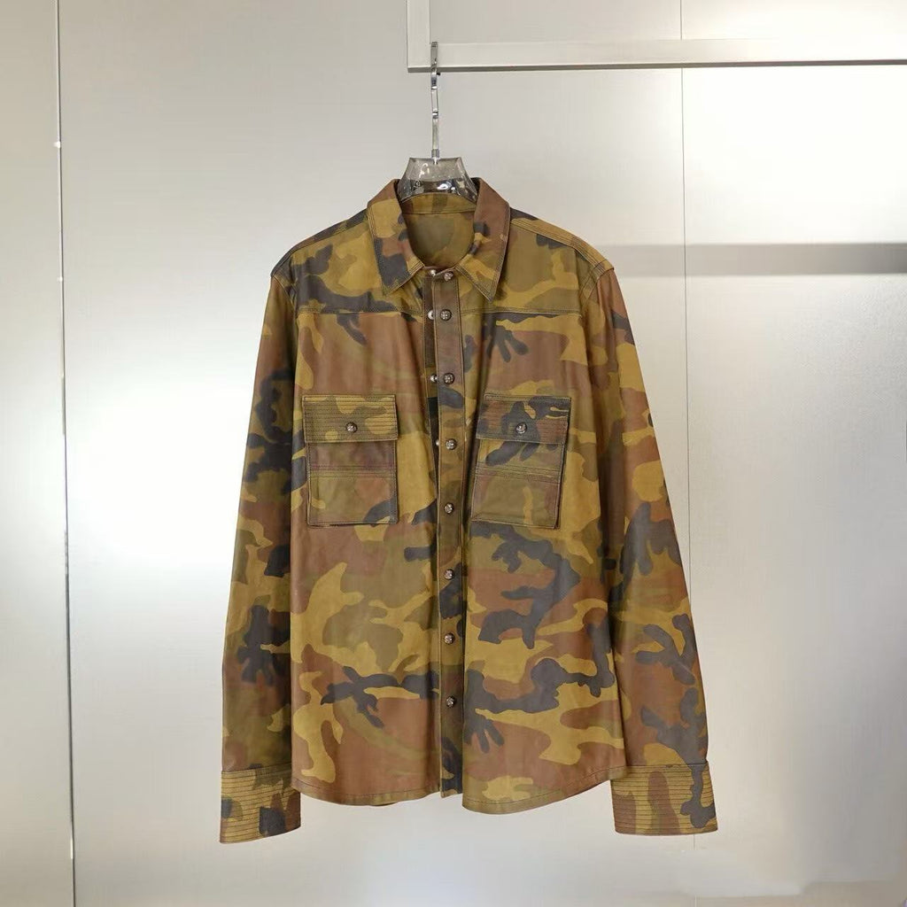 Chrome Hearts Fleur De Dis Leather Patch Camo Shirt