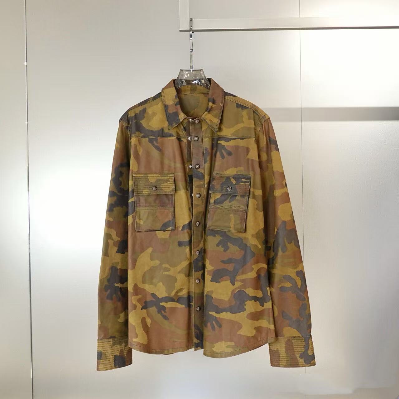 Chrome Hearts Fleur De Dis Leather Patch Camo Shirt