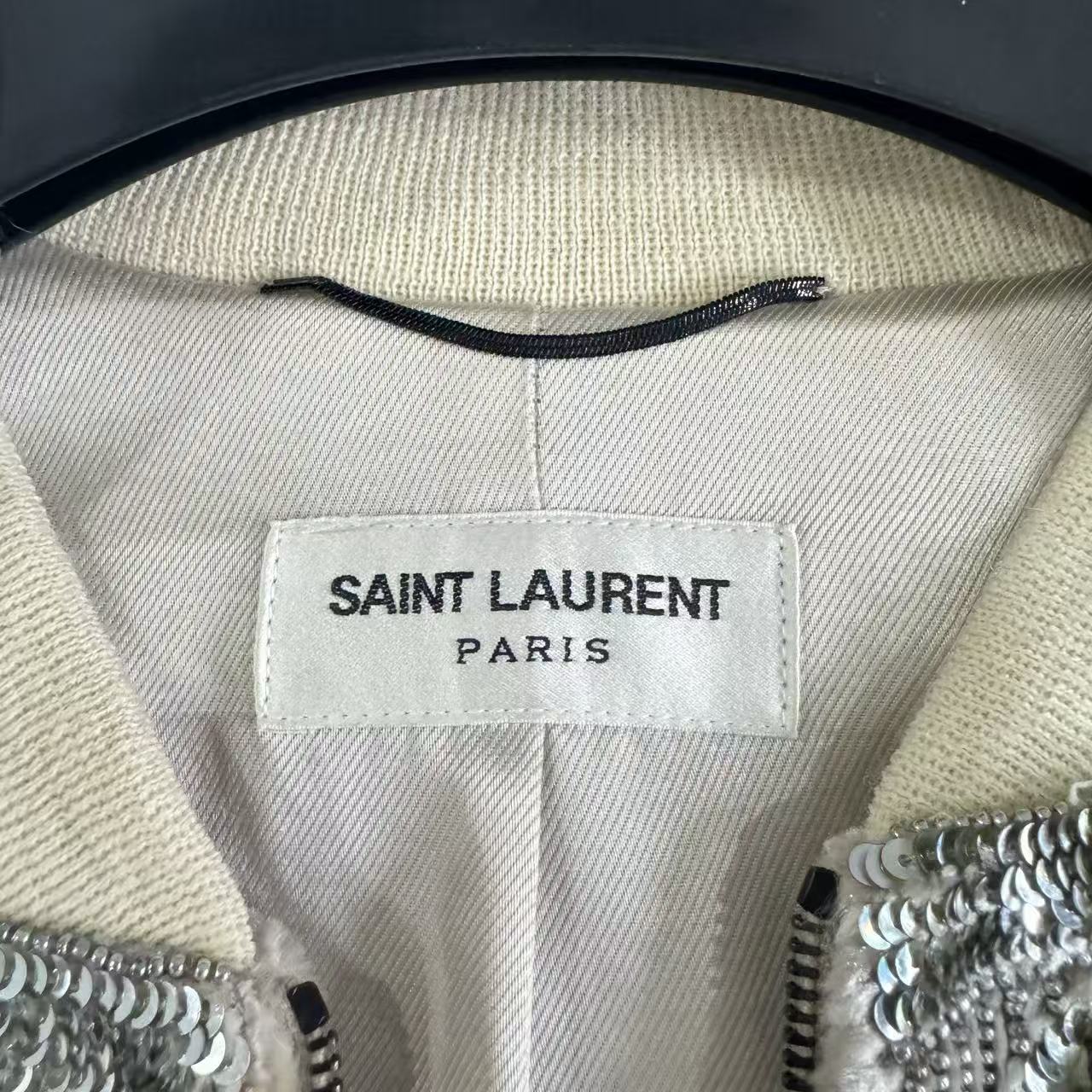 Saint Laurent 16FW Crystal and Studded Velvet Bomber Jacket