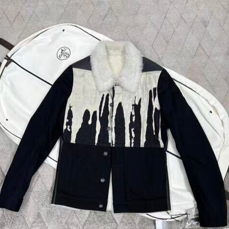 Rick Owens DRKSHDW SS14 Shearling‑Collar Trucker Jacket