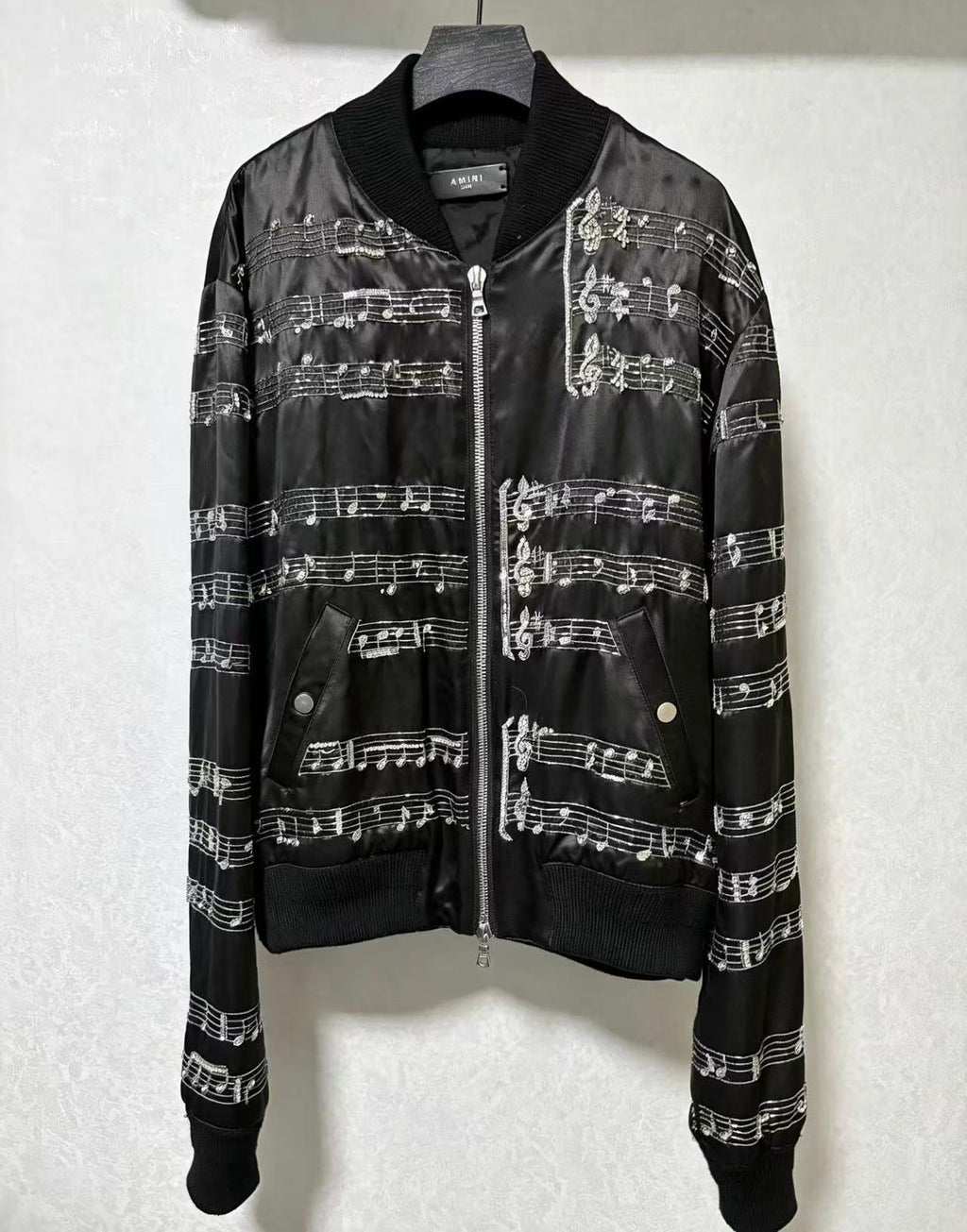 Amiri 19AW Music Note Silk Bomber Jacket