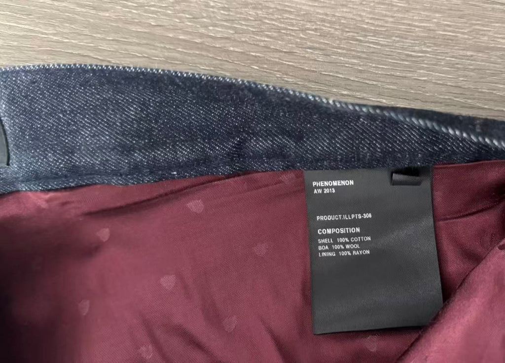 Phenomenon 13AW Fleece Trimmed Zip Denim Jeans