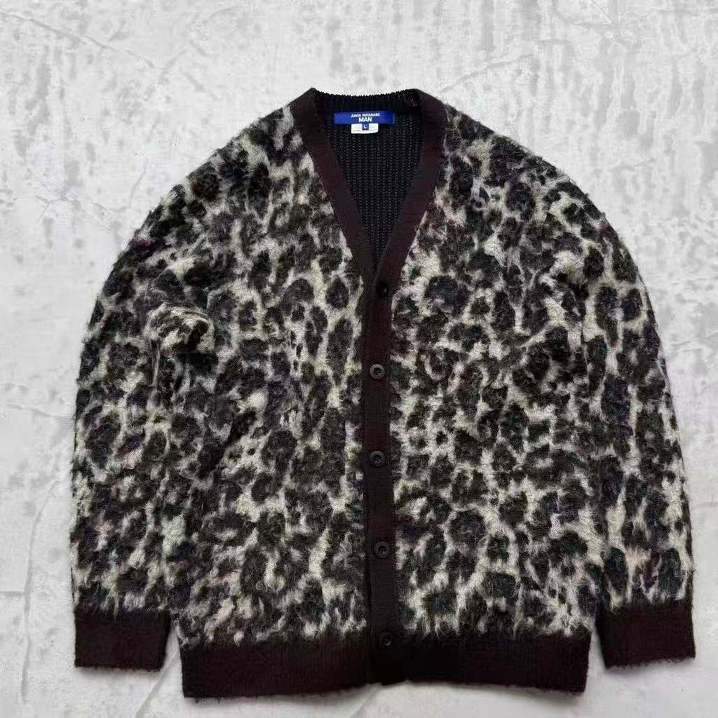 Junya Watanabe Leopard Printed Jacquard Cardigan