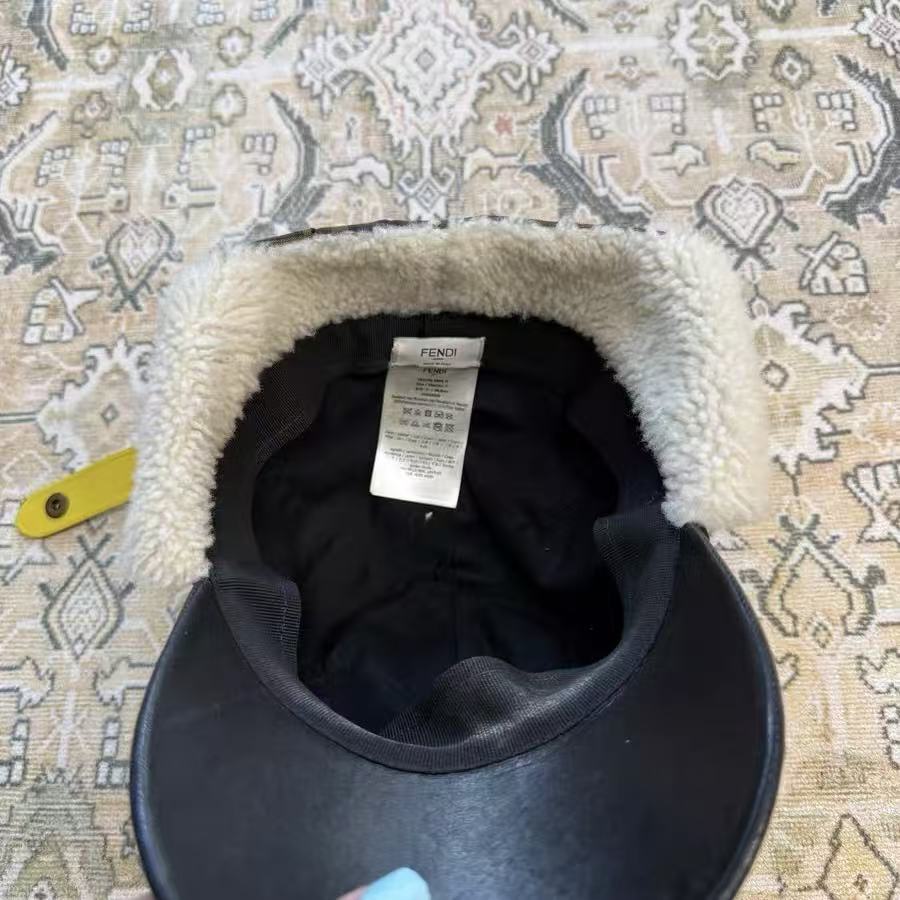 Fendi FF Monogram Shearling Ear Flap Baseball Cap