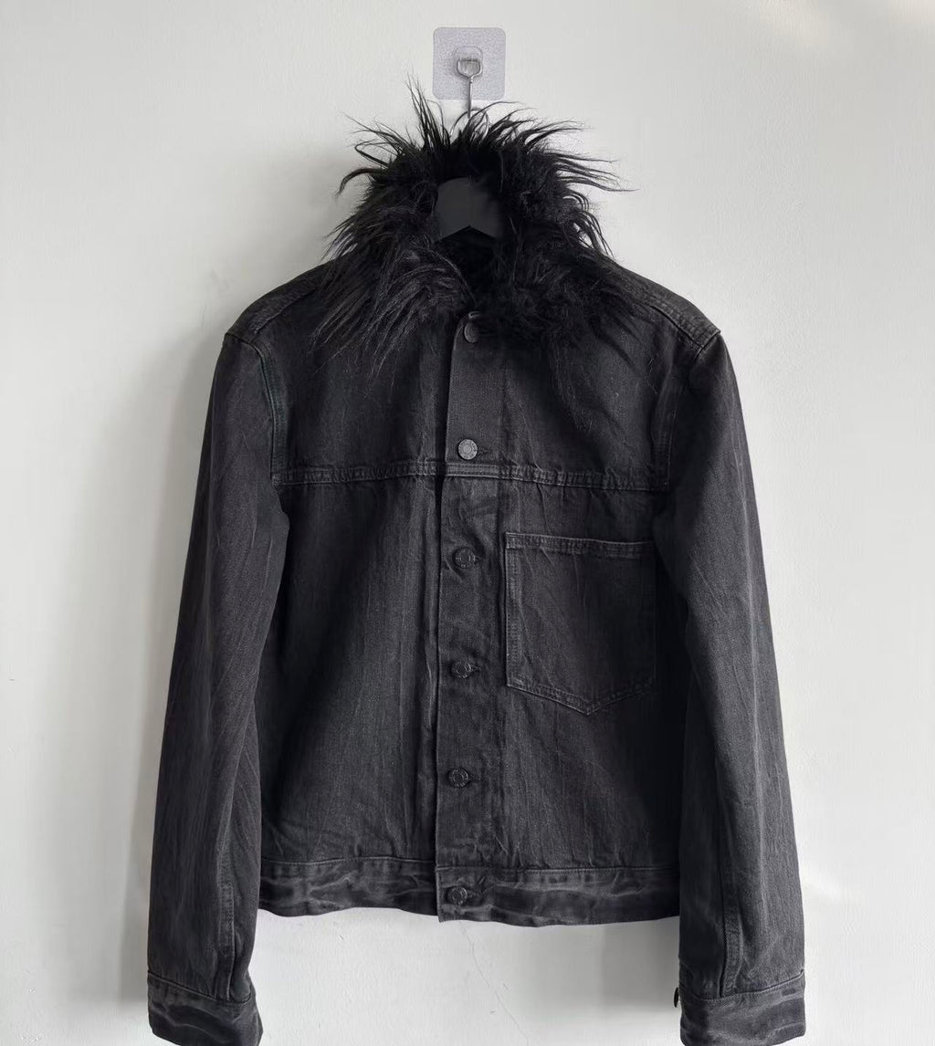 Helmut Lang 99AW Fur Collar Denim Jacket